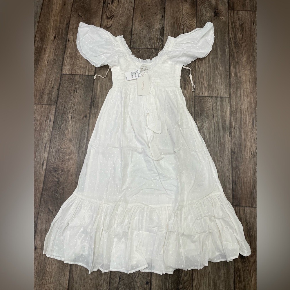 Cleobella Ashlyn Organic Cotton Dobby Midi Dress NWT SZ S